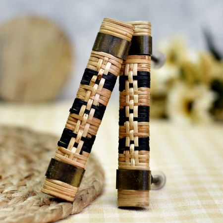 Black and Brown Rattan Drawer Handles (5 Inch)